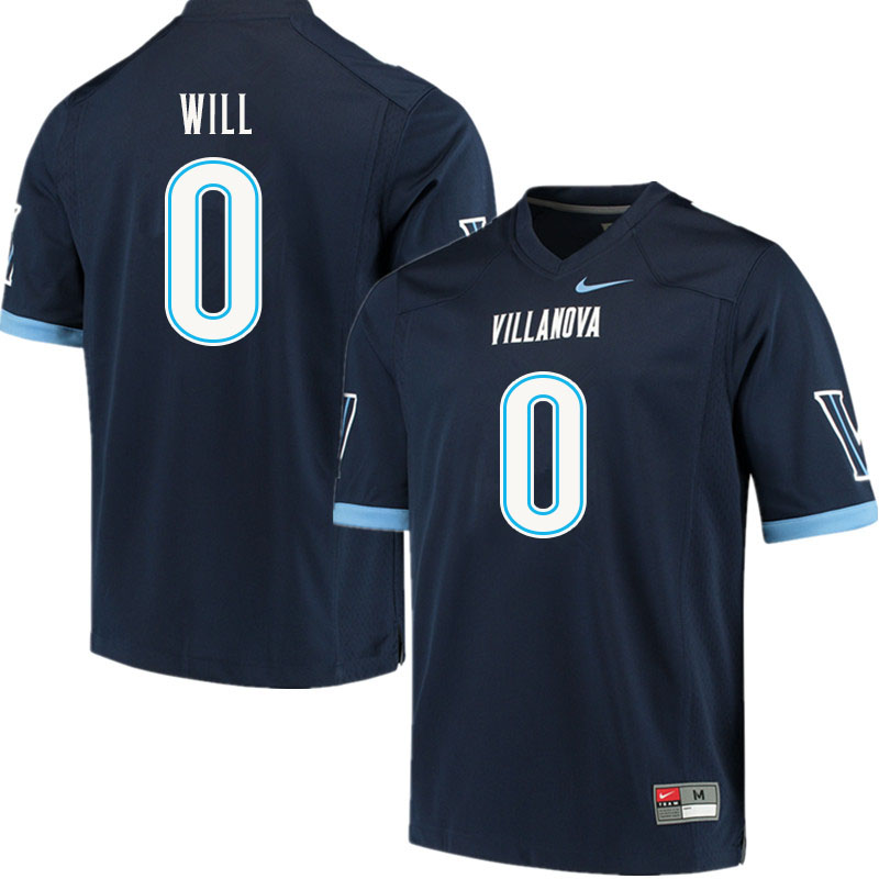 Men #0 Tyler Will Villanova Wildcats College Football Jerseys Sale-Navy - Click Image to Close